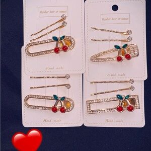 Elegant Gold Cherry Hair Clips